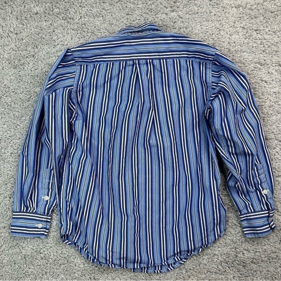 Ralph Lauren Shirt Boys 7 Long Sleeve Button Up Blue White Stripes Pony Classic - Picture 5 of 5